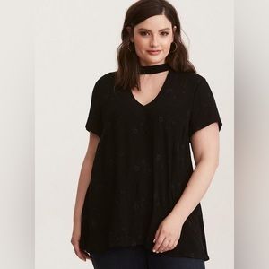 Torrid Womens Size 6 Black Lace Knit Short Tunic Top